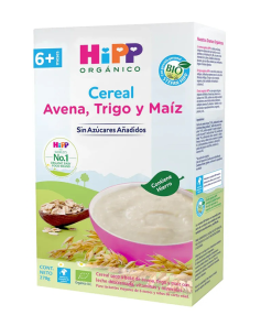 Cereal Orgánico para bebé: Avena, Trigo y Maíz, 270g